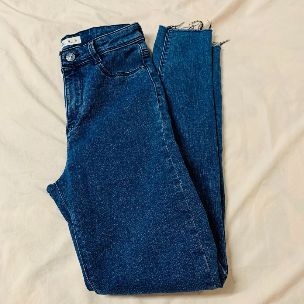 ZARA high waisted denim skinny jeans